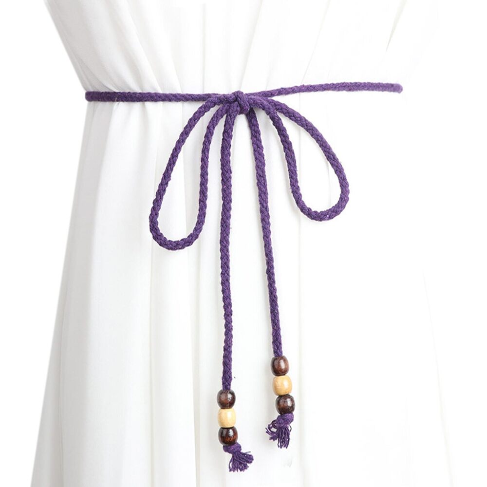 6252 Women Girls Boho Weave Cotton Braided Waist Tie Belt Wrap Cloth Belts